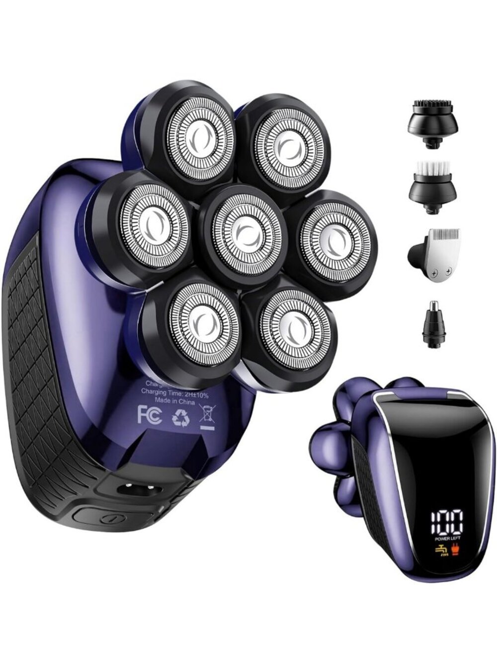 5-in-1 Electric Head Shaver for Men - Waterproof, 7D Floating Blades, Travel
